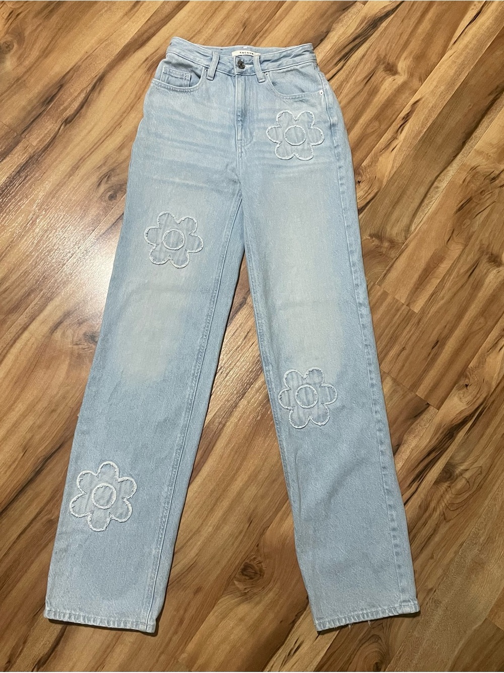PacSun Jeans Eco Light Wash Floral Daisy Patch Boyfriend High Waisted Sz 23